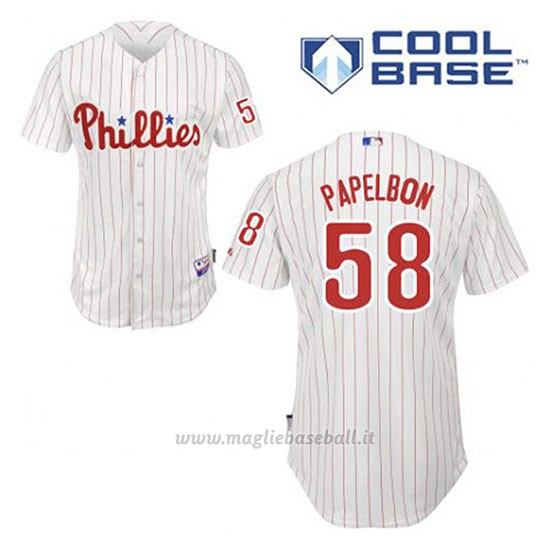 Maglia Baseball Uomo Philadelphia Phillies Jonathan Papelbon 58 Bianco 1ªCool Base